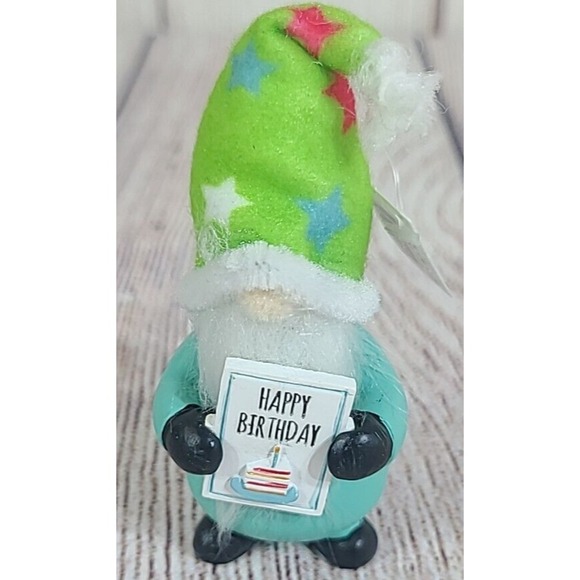 GANZ Other - Ganz Happy Birthday Mini Gnome Figure Figurine Green Blue Teal Stars 3"
